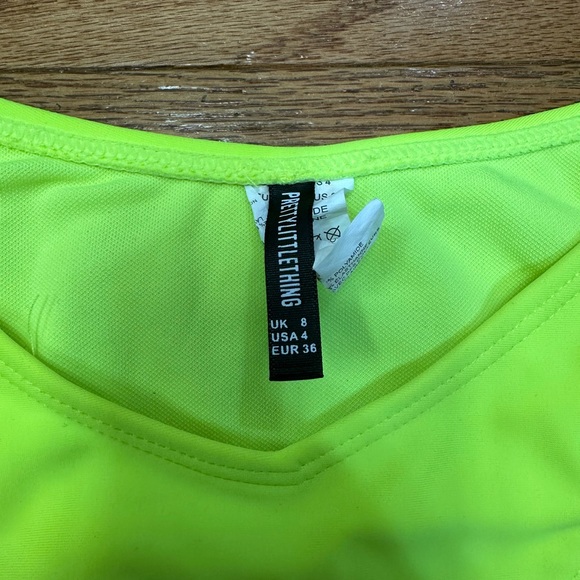 PrettyLittleThing Neon Yellow Deep Side V Bikini Bottom - Picture 3 of 3